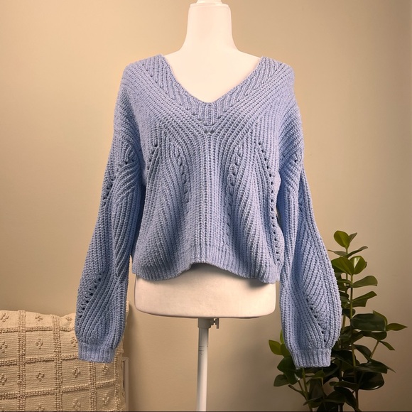 Sky and Sparrow Cropped Chenille Sweater - Picture 2 of 8
